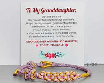 To My Granddaughter Blossom Knot Bracelet - Handmade Braided Bracelet -Birthday Gift For Her - Unique Gift from Grandma - Christmas Gift