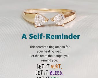 Raindrop Ring-Teardrop Ring-Love Yourself Ring-Self Reminder Gift-Adjustable Sterling Silver Ring-Friendship Gift-Christmas Gift