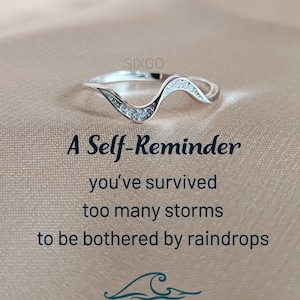 A Self-Reminder, Youve Survived Too Many Storms Minimalist Wave Ring, Self Love Ring, Unique High And Low Ring, Christmas Gift,Gift For Her Silver