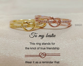 To My Bestie True Friendship Double Band Knot Ring Wear It As A Reminder That Our Friendship Is A Knot That Can Never Be Untied, Knot Ring