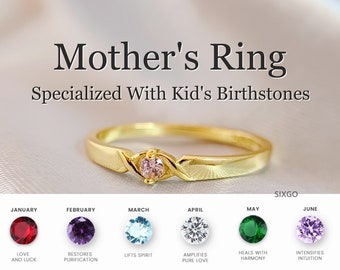 Mother’s Ring Customize 1-6 Birthstones XOXO Ring - 925 Sterling Silver Ring - Holiday Gift For Her - Mother's Day Gift - Birthday Gifts
