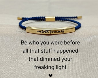 Unfuck Yourself Tube Armband - Empowerment Schmuck - Geschenk für Sie - Weihnachtsgeschenke - Selbstliebe Armband - Inspirierendes Geschenk - Für meine Bestie