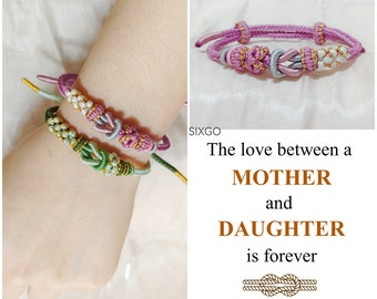 Mother and daughter Square knot bracelet - Gifts For Her - Minimalist Jewelry - Handmade Jewelry - Gift For Women - Mother's Day Gift