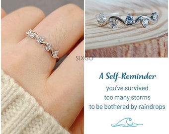 You’ve Survived Too Many Storms Wave Ring, Sterling Silver Ring, Birthday Gift, Best Friend Gift, Anniversary Gift, Valentines Gift for Her