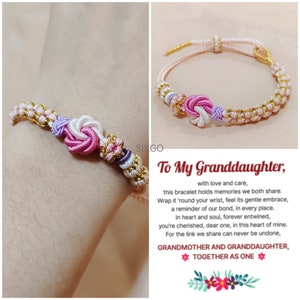 To My Granddaughter Blossom Knot Bracelet - Grandmother And Granddaughter, Together As One - Minimalist Handmade Bracelet - Gift For Her