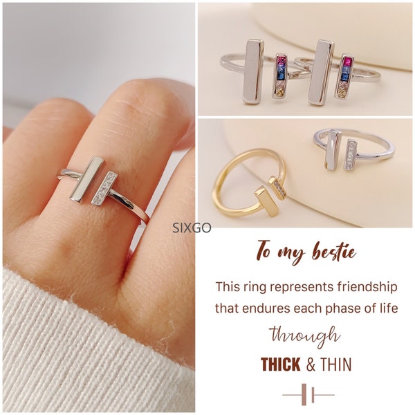 To My Bestie Thick And Thin Ring - Bridesmaid Gift - Adjustable Ring - Friendship Ring - BFF Rings - Birthday Gifts - Minimalist Jewelry