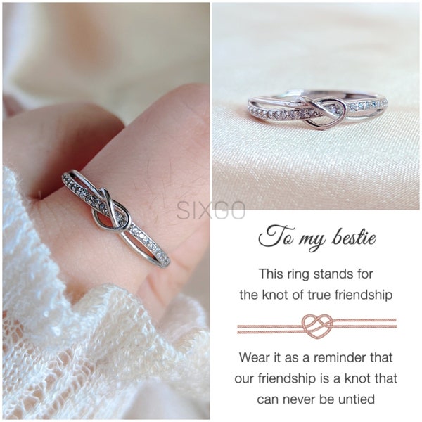 To My Bestie True Friendship Double Band Knot Ring Wear It As A Reminder That Our Friendship Is A Knot That Can Never Be Untied, Knot Ring