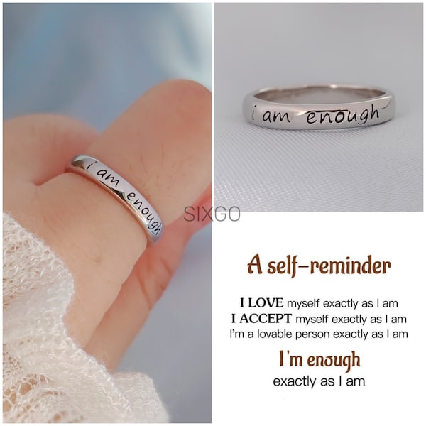 A Self Reminder, I am Enough Ring - Affirmation Ring - Self Love Ring - Encouragement Gift For Women - Gift For Her - Best Friend Gift