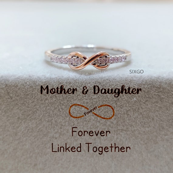 Mother Daughter Ring Silver, Personalized, Hand-Stamped Double