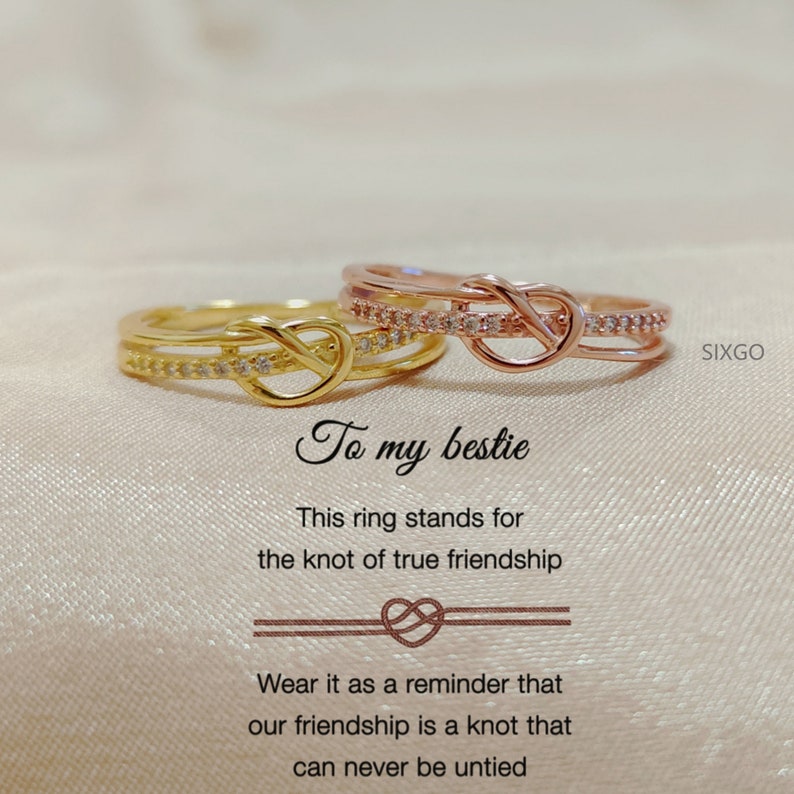 To My Bestie True Friendship Double Band Knot Ring Wear It as A ...