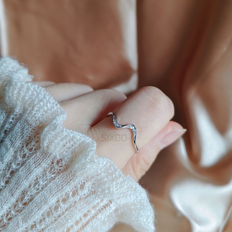 A Self-Reminder, Youve Survived Too Many Storms Minimalist Wave Ring, Self Love Ring, Unique High And Low Ring, Christmas Gift,Gift For Her image 7