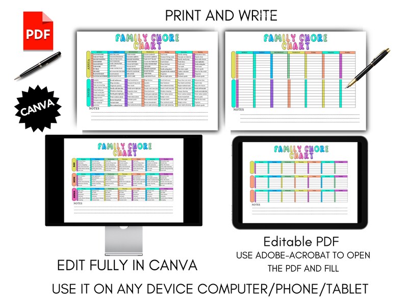 Stay on Top of Household Chores With This Editable Canva Template ...