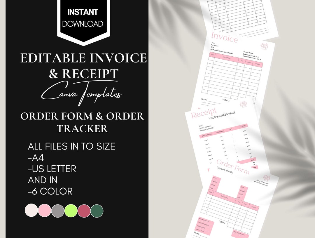 Editable Order Form and Invoice Template for Small Business - Etsy