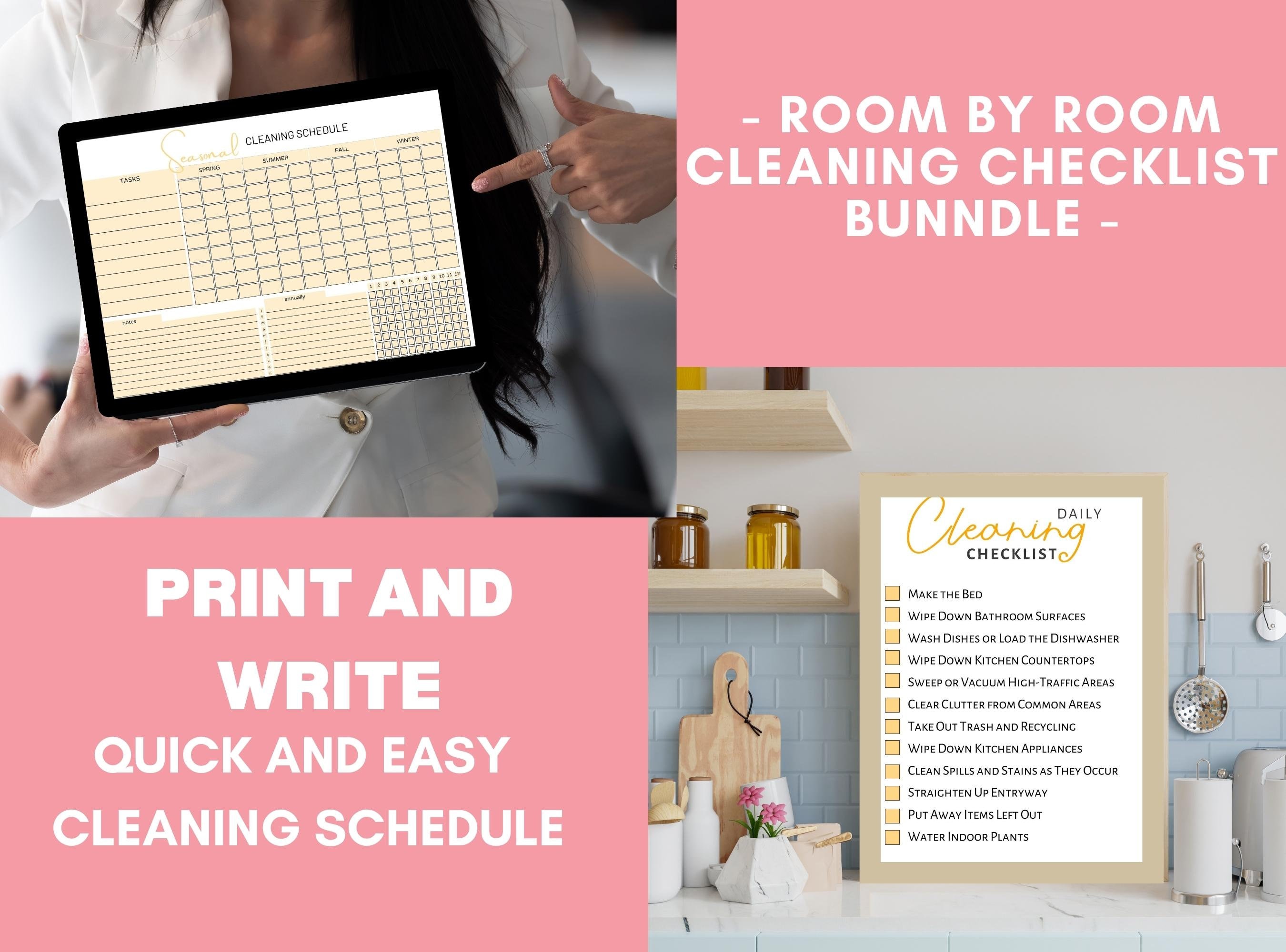 ADHD Cleaning Checklist Daily Weekly Monthly Printable Cleaning ...