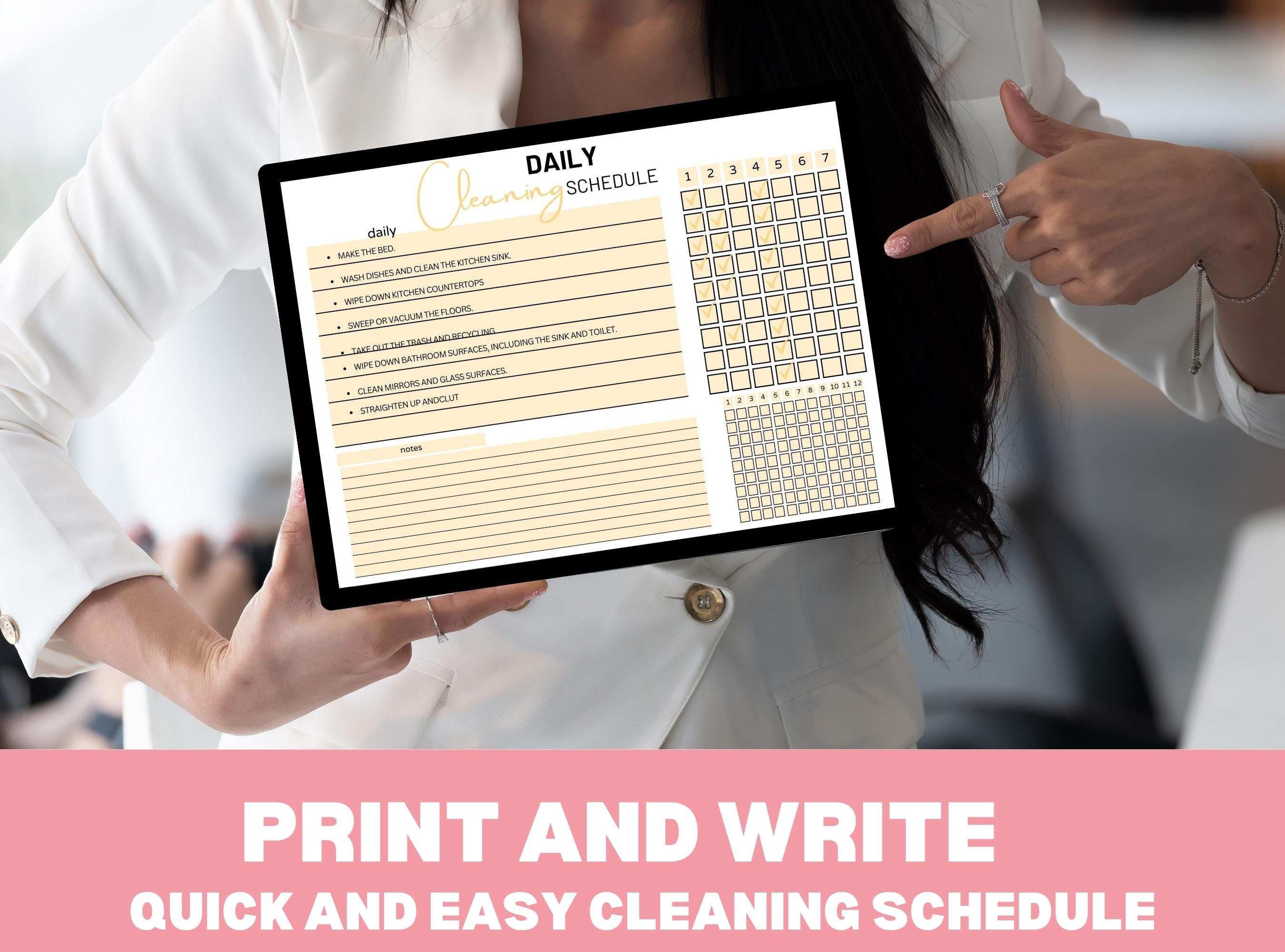 ADHD Cleaning Checklist Daily Weekly Monthly Editable Cleaning Schedule ...