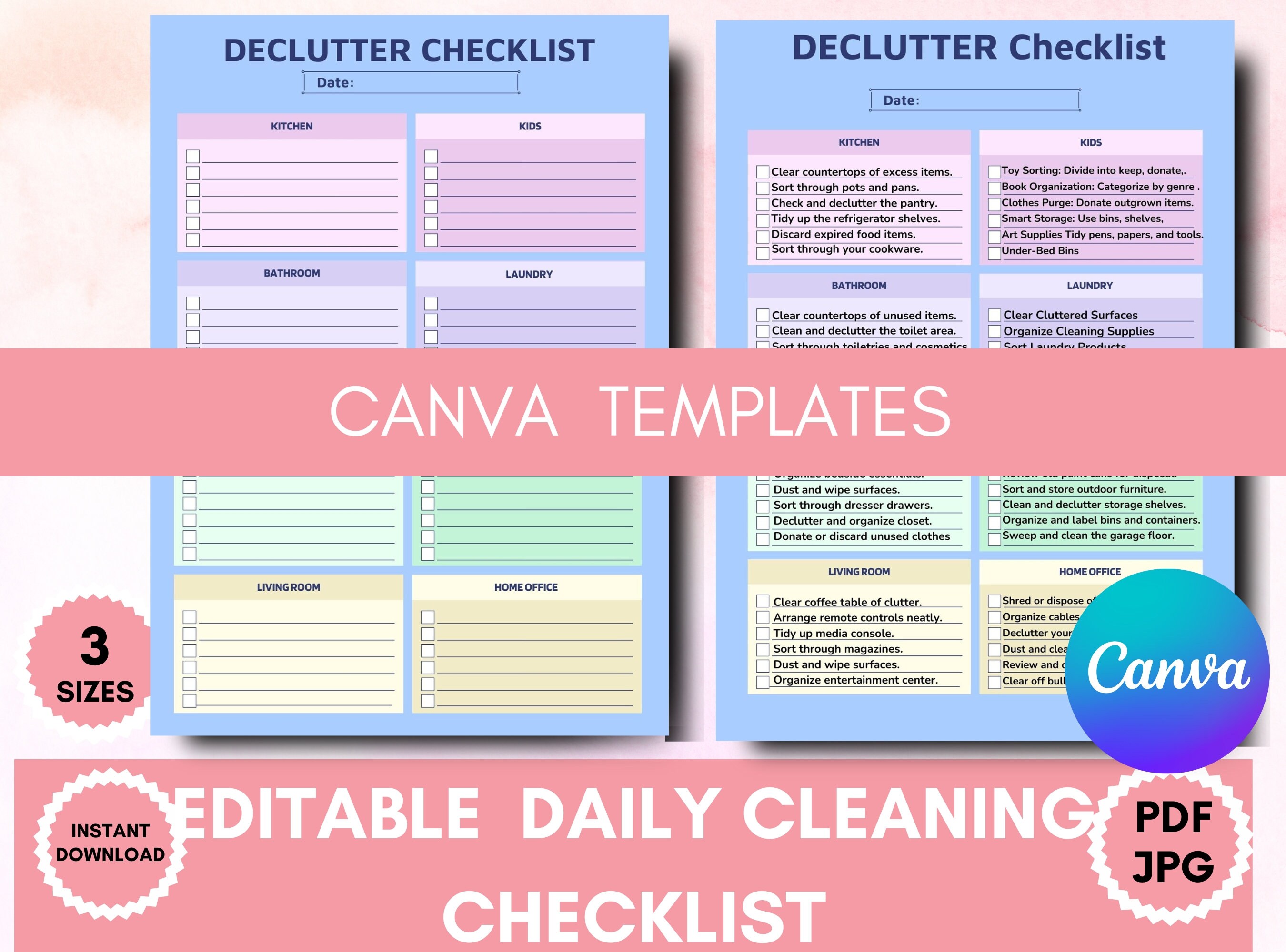 ADHD Cleaning Checklist Printable Cleaning Schedule Templates Adhd ...