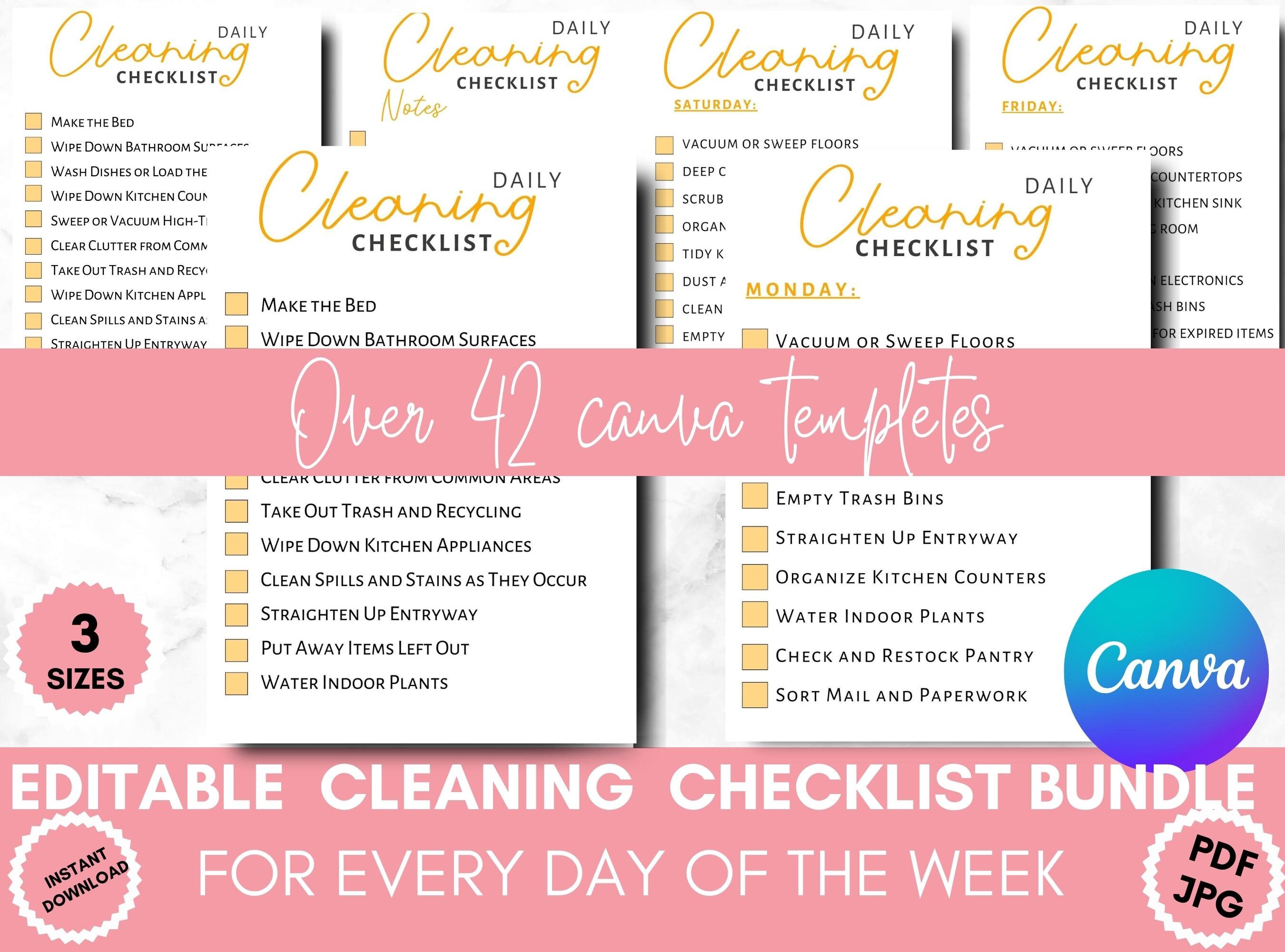 ADHD Cleaning Checklist Daily Weekly Monthly Printable Cleaning ...