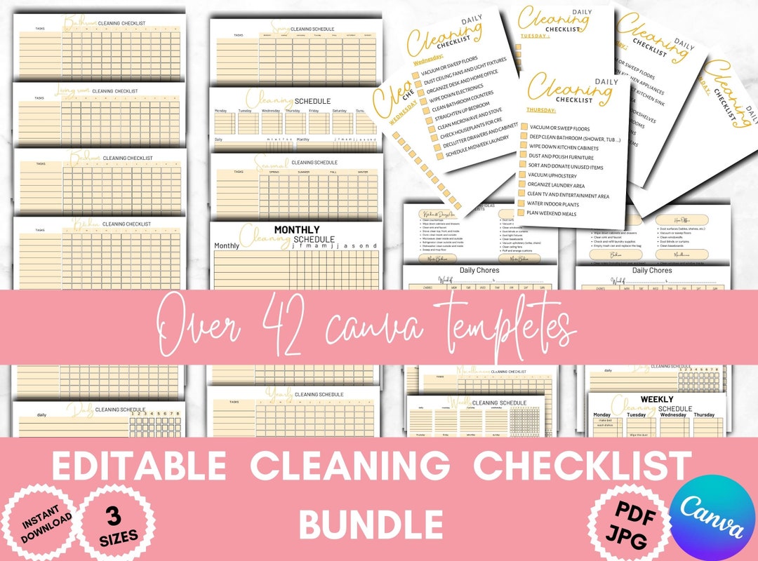 ADHD Cleaning Checklist Daily Weekly Monthly Printable Cleaning ...