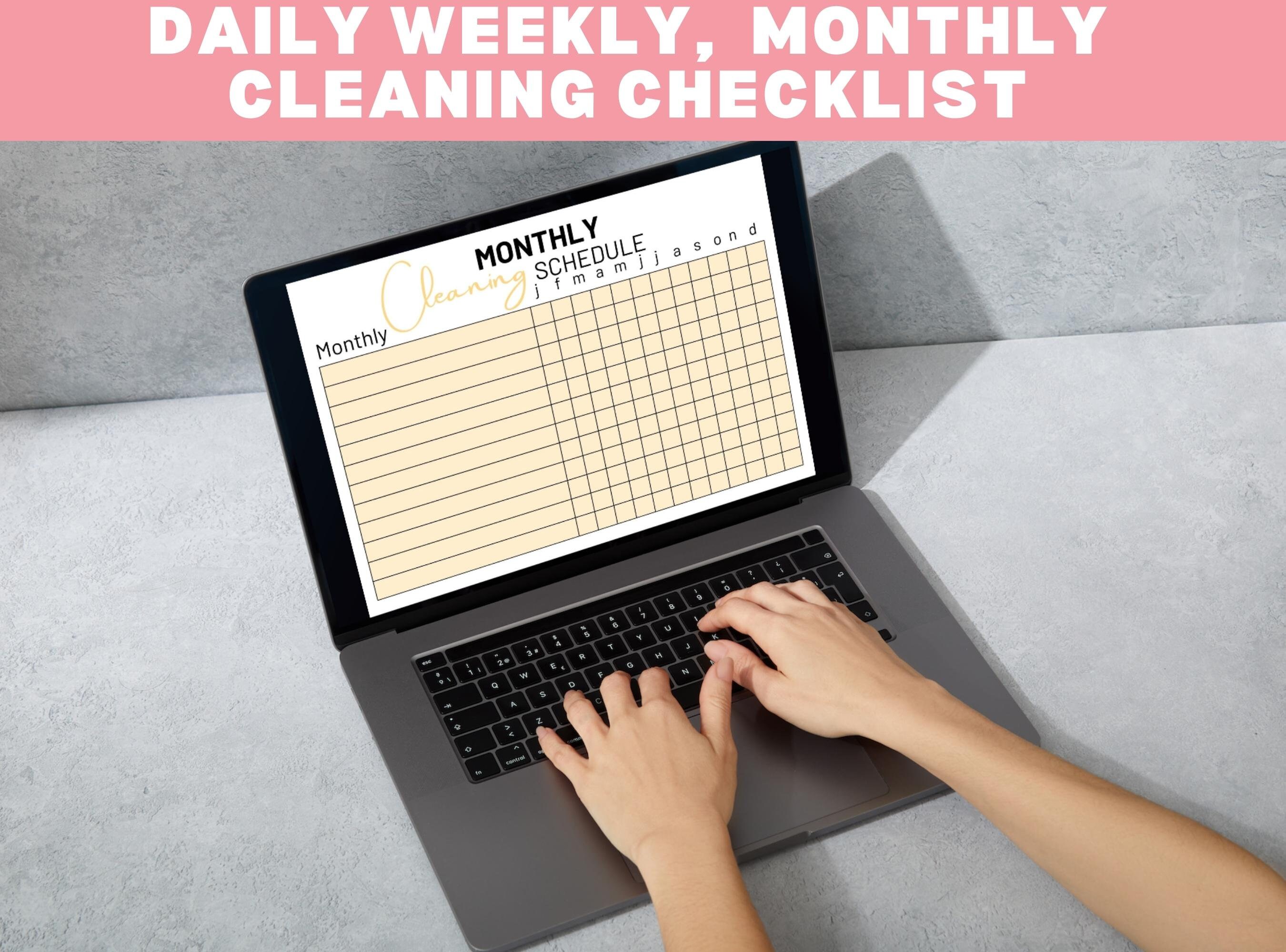 ADHD Cleaning Checklist Daily Weekly Monthly Editable Cleaning Schedule ...