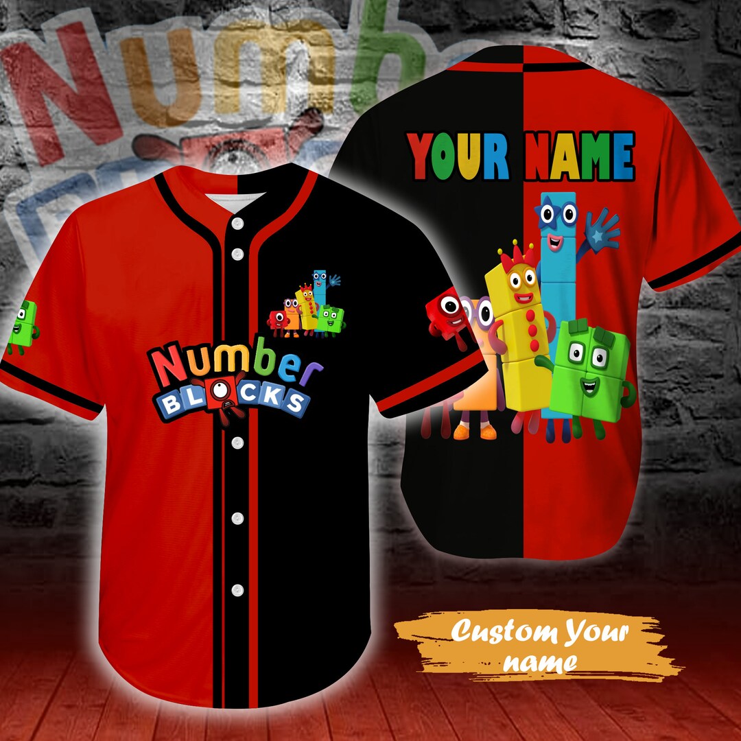Personalized Numberblocks Characters Baseball Jersey Number Etsy