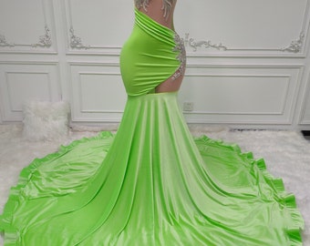Green Prom Dress, Birthday Gown, Engagement Dress, Applique Dress, Bodycon Dress, Special Occasion Custom Dress
