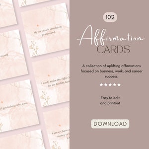 102 cartes d'affirmation sur les affaires, le travail et l'argent