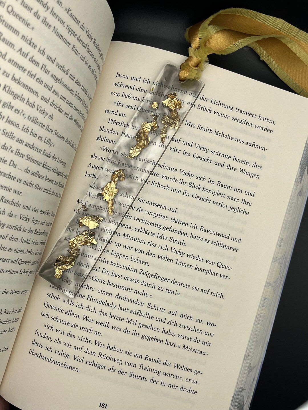 Lesezeichen Resin Personalisierbares Lesezeichen Gold mit Farbenspiel ...