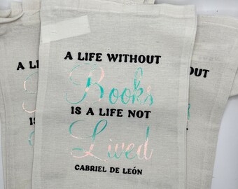 A Life Without Books Is A Life Not Lived Stoffbeutel | Tragetasche | Büchertasche 26x18cm