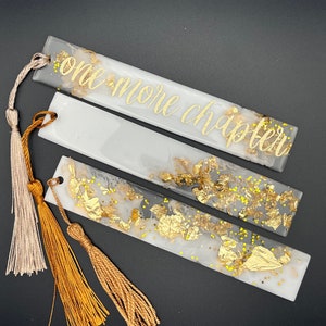 Bookmark Resin | Personalizable bookmark | white and gold bookmark