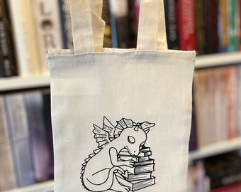 Bookdragon cloth bag | Tote bag | Book bag 26 x 18 cm