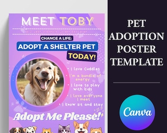 Dog Adoption Poster Template: Editable Pet Rescue Flyer (Digital Download)