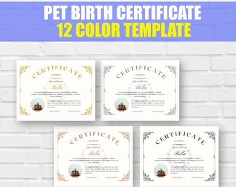 Puppy Birth Certificate, Adoption Certificate, Printable Pet Birth Certificate, Dog Certificate
