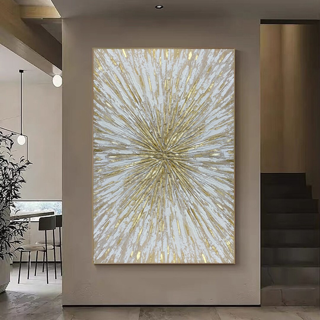 Handpainted Original Gold Foil Canvas Oil Paintingabstract Etsy