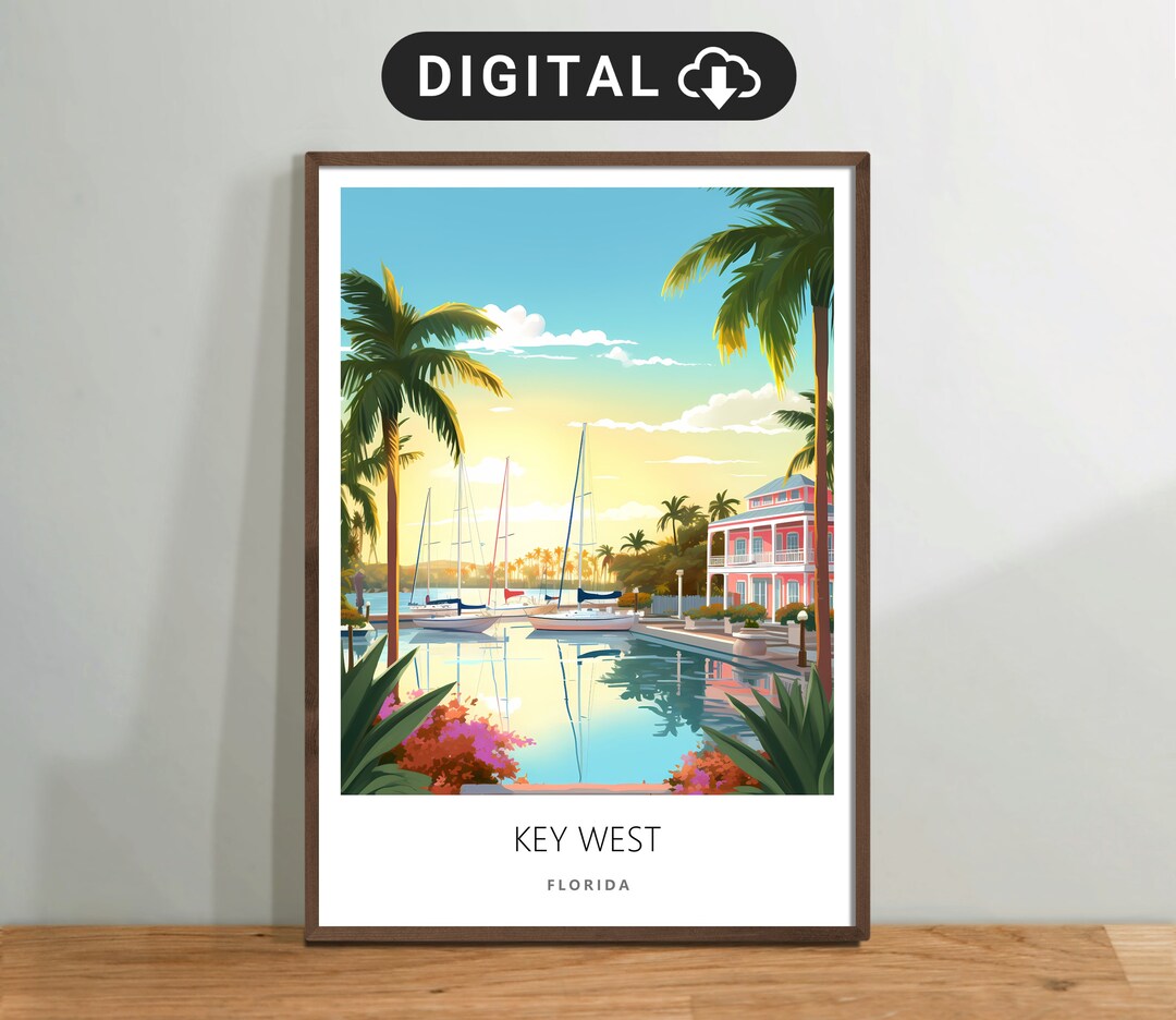 Key West Florida Travel Poster Vacation Wall Art Print Etsy
