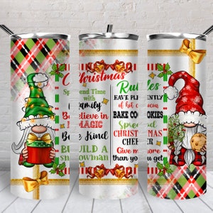 Christmas rules gnomes 20 oz skinny tumbler png, Christmas tumbler wrap png, gnomeS 20 oz tumbler designs, tumbler png download