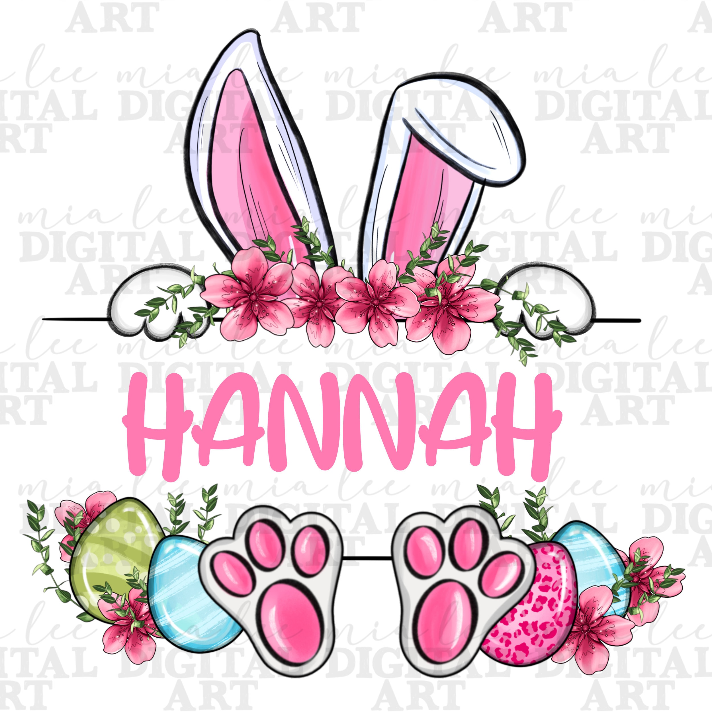 Easter Bunny Name Frame Png Sublimation Design Download, Happy Easter ...
