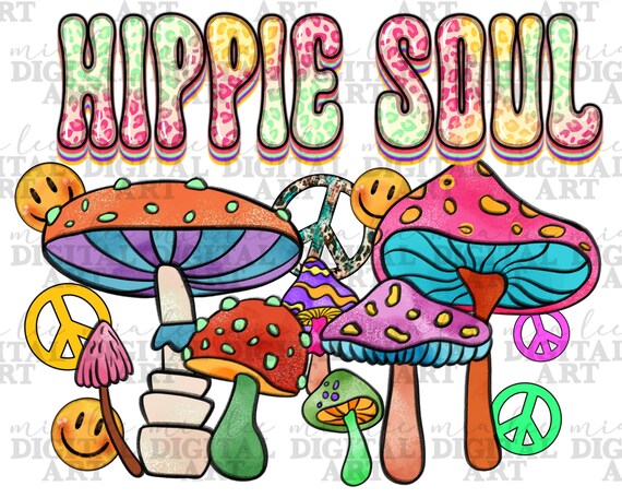 Hippie soul png sublimation design download, western hippie png, mushrooms png, hippie vibes png, sublimate designs download