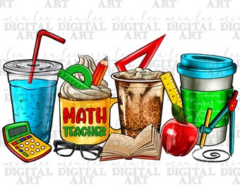 Math Teacher coffee cups png sublimation design download, Teacher's Day png, Teacher life png, back to school png, sublimate download