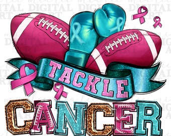 Download del design di sublimazione di Tackle Cancer png, png di cancro al seno, nastro rosa png, png di consapevolezza del cancro, download di disegni sublimati