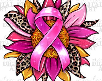 Breast Cancer sunflower png sublimation design download, Breast Cancer png, Cancer Awareness png, sublimate designs download