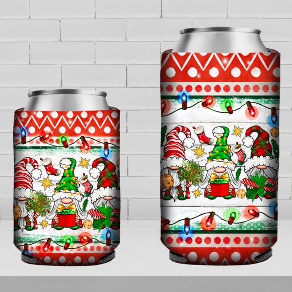 Christmas gnomes 12 oz slim and regular soft can cooler png, can cooler wrap png, Christmas can cooler png, sublimate designs download