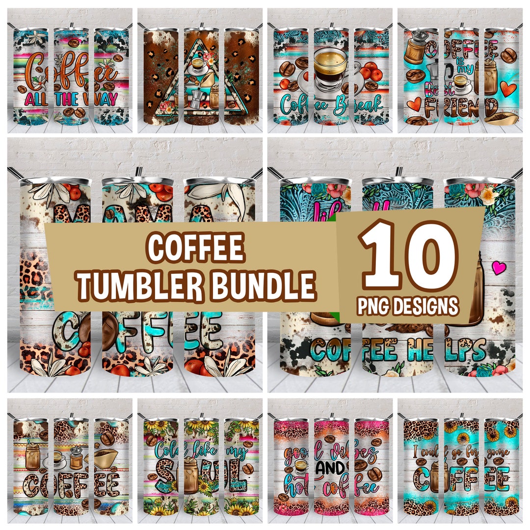 Coffee 20 Oz Skinny Tumbler Bundle Png, Tumbler Wrap Png, Western 20 Oz ...