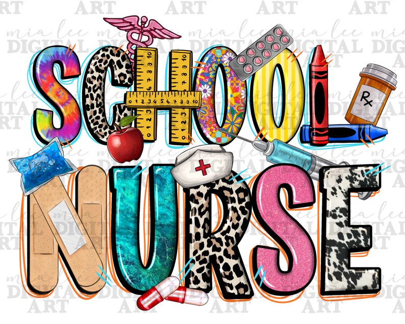 Example school nurse sublimation PNG design on Etsy