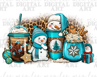 Winter Schneemann Kaffeetassen Png Sublimation Design Download, Hallo Winter Png, Schneemann PNG, Winter Kaffeetassen Png, Sublimationsdesigns Download