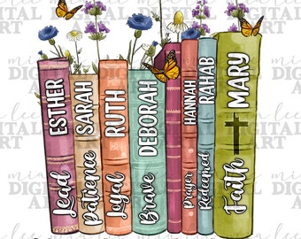 Women of the bible png sublimation design download, Christian png, bible design png png, hand drawn floral png, sublimate designs download