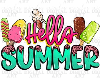 Hola helado de verano png descarga de diseño de sublimación, verano png, verano occidental png, vibraciones de playa png, amor verano png, descarga sublimada