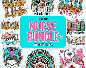 Nurse bundle V2 png sublimation design download, Nurse design png, Nursing png, Nurse life png, sublimate designs download