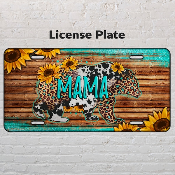 Mama bear license plate png sublimation design download, sunflowers license plate png, license plate png, sublimate designs download