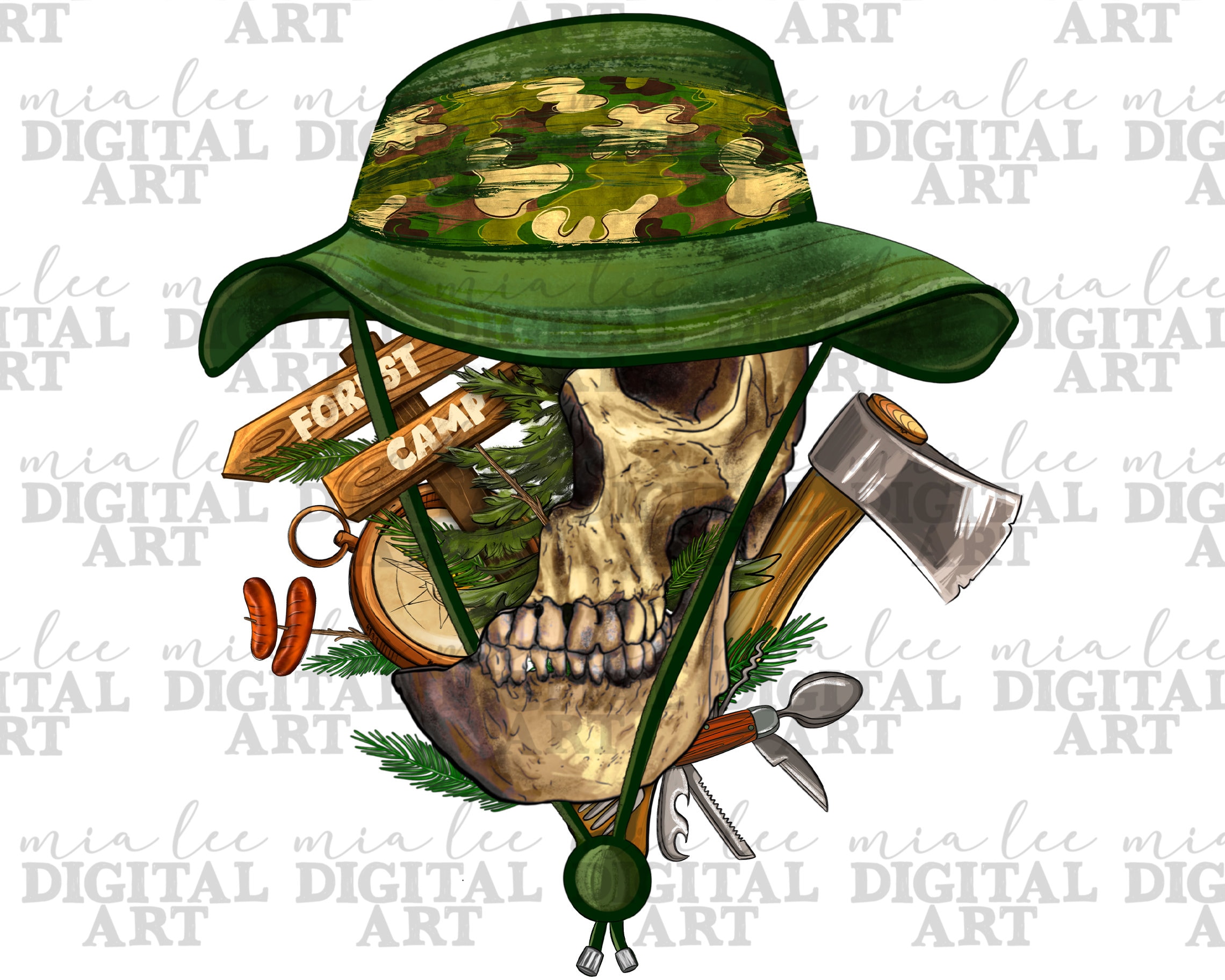 Camper Skull Png Sublimation Design Download, Happy Camper Png, Camping ...