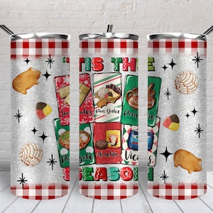Tis the season Christmas 20 oz skinny tumbler png, tumbler wrap png, 20 oz tumbler designs, Mexican Christmas tumbler png download